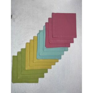 Tag Cloth Napkins Set of 12 Pink Teal Yellow Green 16x16 100% Cotton Solid Color